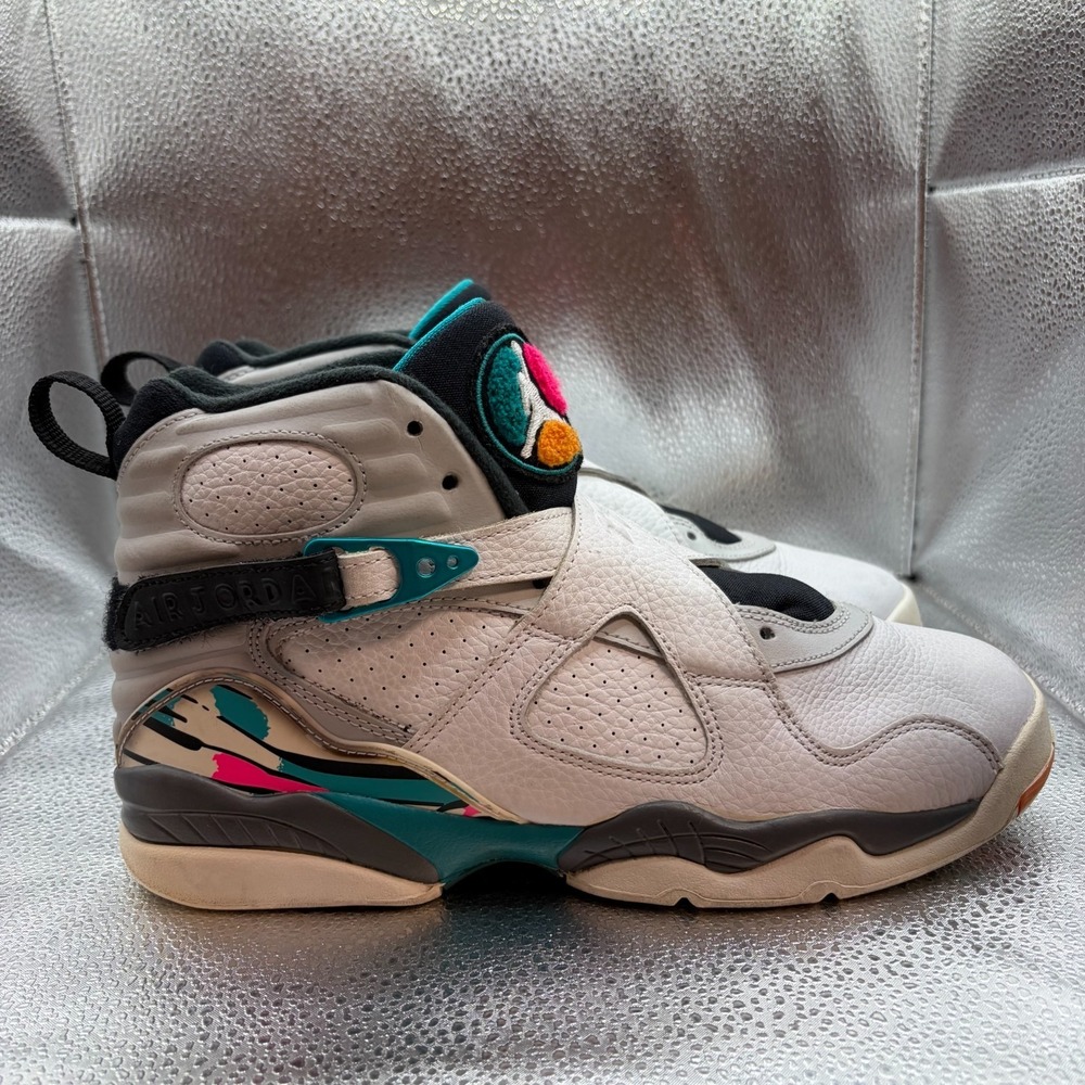 Size 7Y Air Jordan 8 Retro South Beach White Turbo Green Kids Shoes 305368-113 - Picture 2 of 10